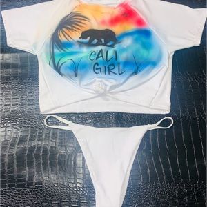 Cali Girl Tie-Dye Crop Top and Bikini Set